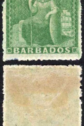 Barbados SG21 (1/2d) Green Rough Perf 14 to 16 No Wmk M/M Cat 30 pounds