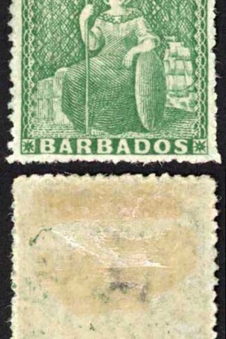 Barbados SG21 (1/2d) Green Rough Perf 14 to 16 No Wmk M/M Cat 30 pounds