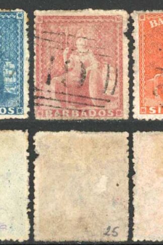 Barbados SG43/7 SET of FIVE Wmk Large Star Rough Perf 14 to 16 Cat 310 pounds