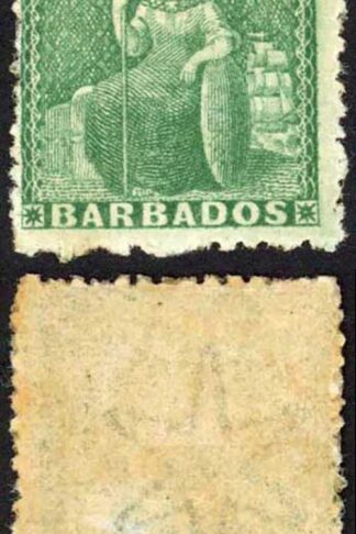 Barbados SG43 (1/2d) Green Wmk Star Rough Perf 14 to 16 M/M Cat 180 pounds