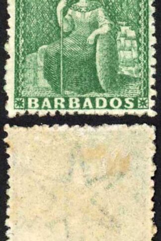 Barbados SG43 (1/2d) Green Wmk Star Rough Perf 14 to 16 M/M Cat 180 pounds