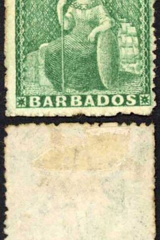 Barbados SG43 (1/2d) Green Wmk Star Rough Perf 14-16 Mint NO GUM Cat 180 pounds