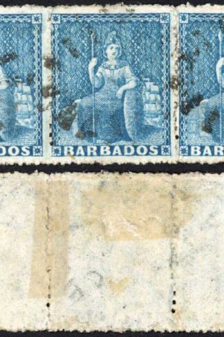 Barbados SG44 (1d) Blue Wmk Large Star Rough Perf 14 to 16 Cat 210++ pounds
