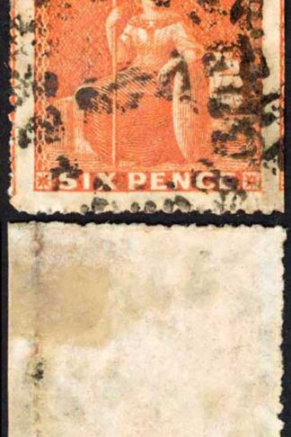 Barbados SG46 6d Orange-vermilion Wmk Large Star Rough Perf 14/16 Cat 90 pounds