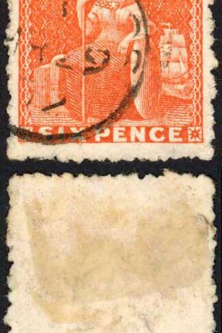 Barbados SG50 6d Orange-vermilion Wmk Small Star Rough Perf 14-16 Cat 30 pounds