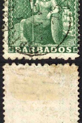 Barbados SG56 (1/2d) Green Wmk Small Star Perf 11-13 x 14.5-15.5 Cat 65 pounds