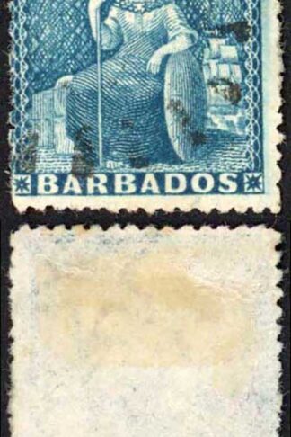 Barbados SG52 (1d) Blue Wmk Small Star Perf 14.5 to 15.5