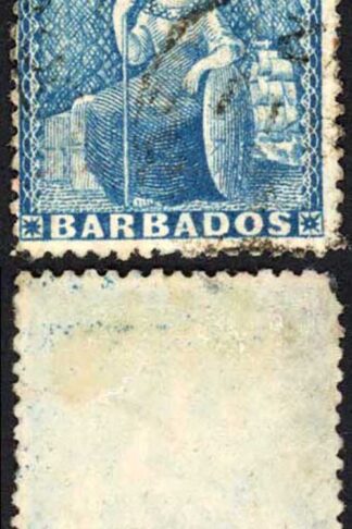 Barbados SG52 (1d) Blue Wmk Small Star Perf 14.5 to 15.5