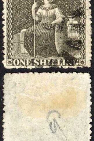 Barbados SG54 1/- Black Wmk Small Star Perf 14.5 to 15.5 Cat 20 pounds