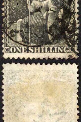 Barbados SG54 1/- Black Wmk Small Star Perf 14.5 to 15.5 Cat 20 pounds