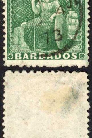 Barbados SG56 (1/2d) Green Wmk Small Star Perf 11-13 x 14.5-15.5 Cat 65 pounds