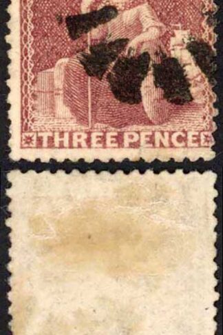 Barbados SG63 3d Brown-purple Wmk Small Star Sideways Perf 14 Cat 130 pounds