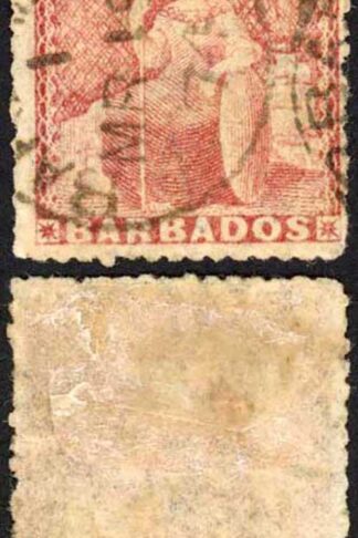 Barbados SG59 (4d) Dull Rose-red Wmk Large Star Perf 14.5-15.5 Cat 250 pounds