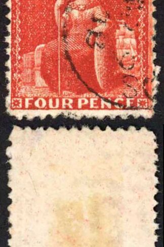 Barbados SG68x 4d Deep Red Wmk CC Reversed Perf 12.5 Cat 30 pounds