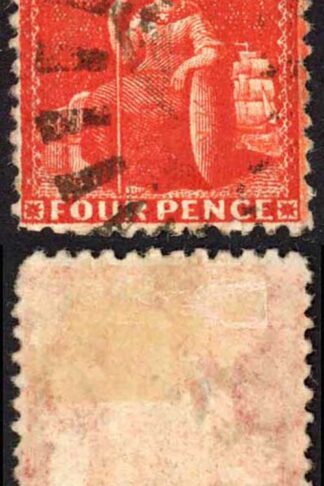 Barbados SG68x 4d Deep Red Wmk CC Reversed Perf 12.5 Cat 30 pounds