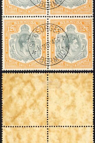 Bermuda SG120a 12/6 Grey and Brownish Orange CDS Block Cat 300++ Pounds