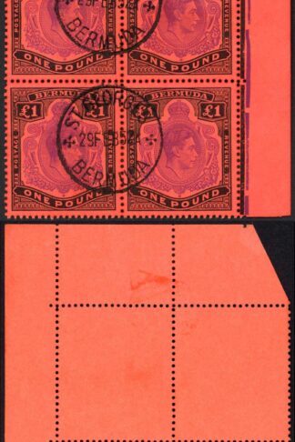 Bermuda SG121d One Pound Violet and Black/scarlet Perf 13 CDS Cat 280+ Pounds