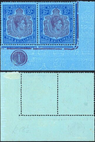 Bermuda SG116ce 2/- Purple and Blue Broken Right Scroll U/M Cat 236+ Pounds