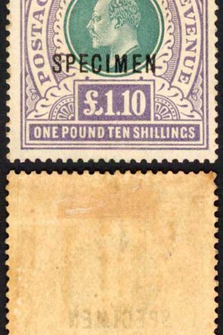Natal SG143s One Pound Ten Shillings Postage Revenue opt SPECIMEN M/M Cat 130