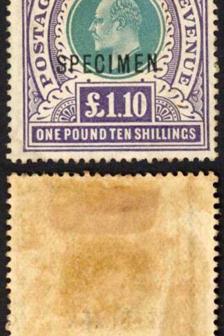 Natal SG143s One Pound Ten Shillings Postage Revenue opt SPECIMEN (toned) Cat 1
