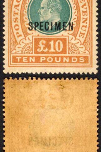 Natal SG145s TEN Pound Postage Revenue opt SPECIMEN (toned) Cat 475 pounds