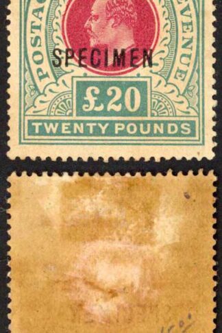 Natal SG146s TWENTY Pound Postage Revenue opt SPECIMEN (toned) Cat 700 pounds
