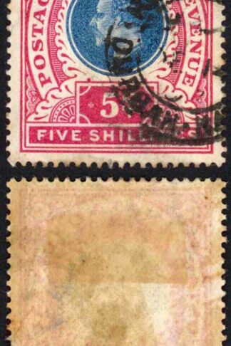 Natal SG140 5/- Postage Revenue Cat 15 pounds 14 Dec 1902 Durban Pmk