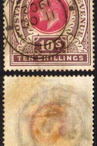 Natal SG141 10/- Postage Revenue Cat 60 pounds 11 Oct 1902 Point Pmk