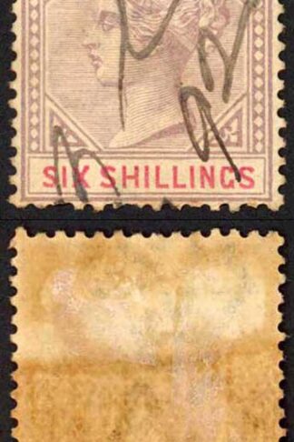 Natal BF91 6/- Fiscal Lilac and Red Wmk CA (toned)