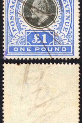 Natal SG142 One Pound Black and Bright Blue Fiscal Cancel (creased)
