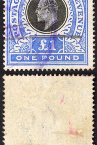 Natal SG142 One Pound Black and Bright Blue Fiscal Cancel