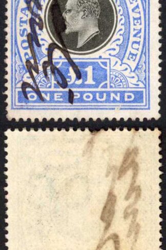 Natal SG142 One Pound Black and Bright Blue Fiscal Cancel