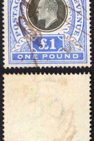 Natal SG142 One Pound Black and Bright Blue Fiscal Cancel