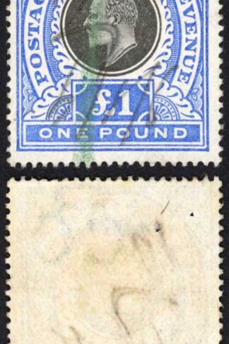 Natal SG142 One Pound Black and Bright Blue Fiscal Cancel