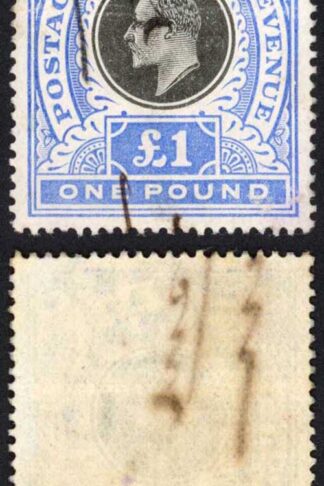 Natal SG142 One Pound Black and Bright Blue Fiscal Cancel
