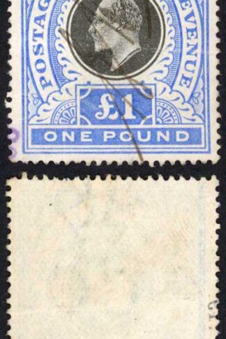 Natal SG142 One Pound Black and Bright Blue Fiscal Cancel