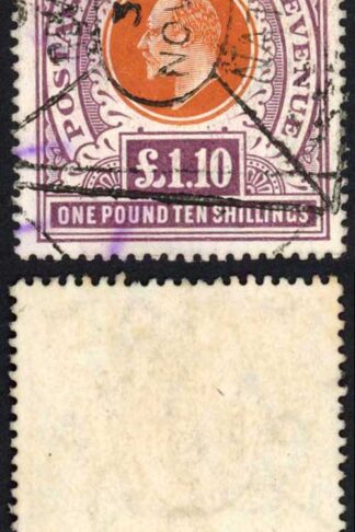 Natal SG143 One Pound 10/- Brown-Orange and Purple Cat 4750 BUT A FISCAL Cancel
