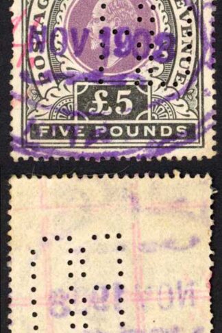 Natal SG144 Five Pounds Mauve and Black Cat 2000 BUT A FISCAL Cancel