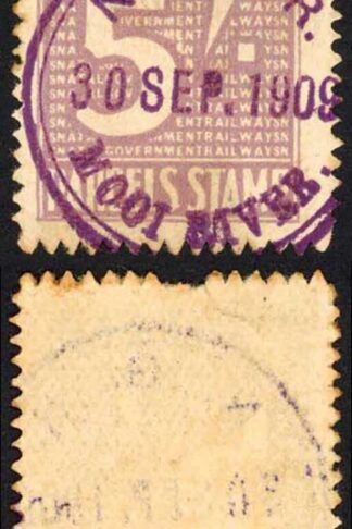Natal Government Railways 5/- Parcel Stamp (Tear at top)