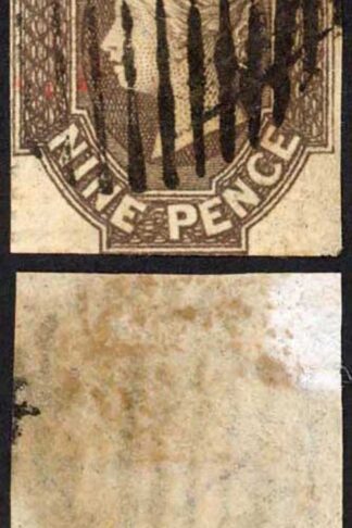 Ceylon SG8 9d Purple-Brown (thin and repaired top left) Cat 950 pounds