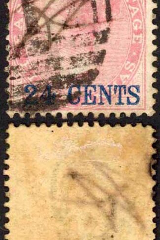 Straits Settlements SG8 24c on 8a Rose used Cat 120 pounds