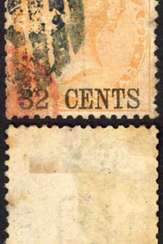 Straits Settlements SG9 32c on 2a Yellow Cat 130 pounds