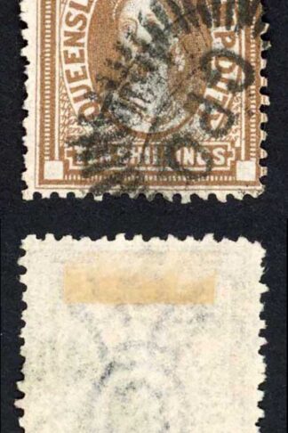 Queensland SGF22 10/- Brown Wmk Large Crown Postally Used Cat 500 pounds