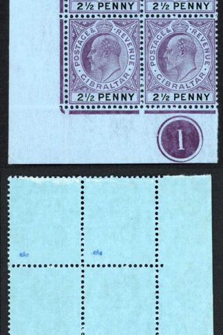 Gibraltar SG49 KEVII 2 1/2d Purple and black/blued Mult CA Large 2 Cat 770+++
