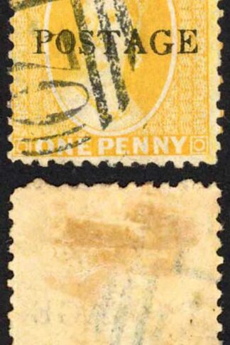 Natal SG82 1d Yellow Wmk CC Opt POSTAGE (Davis) Cat 120 pounds