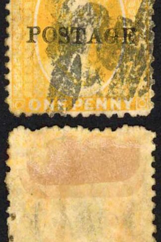 Natal SG82 1d Yellow Wmk CC Opt POSTAGE (Davis) Cat 120 pounds