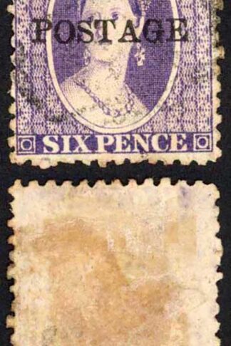 Natal SG83 6d Violet Wmk CC Opt POSTAGE (Davis) Cat 9 pounds