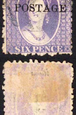 Natal SG83 6d Violet Wmk CC Opt POSTAGE (Davis) Cat 9 pounds
