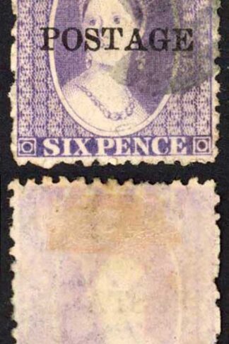 Natal SG83 6d Violet Wmk CC Opt POSTAGE (Davis) Cat 9 pounds