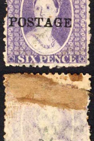 Natal SG83 6d Violet Wmk CC Opt POSTAGE (Davis) Cat 9 pounds